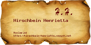 Hirschbein Henrietta névjegykártya